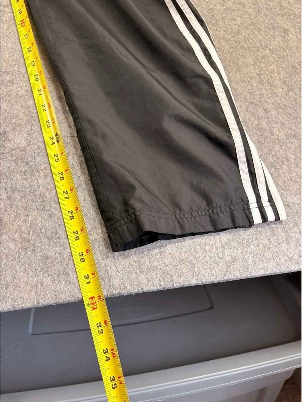 Vintage 90’s Adidas Men's Windbreaker Baggy Black Striped Track Pants Size L